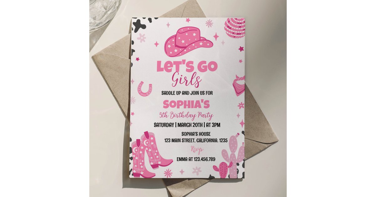 Disco Cowgirl Rodeo Western Birthday Invitation | Zazzle