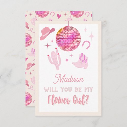 Disco Cowgirl Rodeo Will you be my Flower Girl Enclosure Card