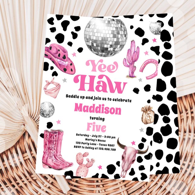 Disco Cowgirl Space Rodeo Country Girl Birthday Invitation (Creator Uploaded)