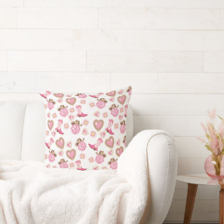 Disco Cowgirl Valentine Throw Pillow