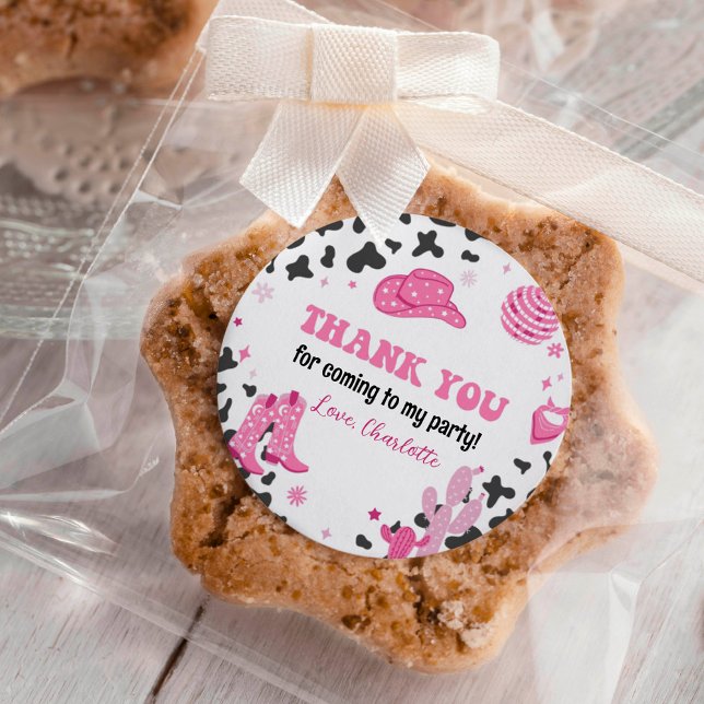 Disco Cowgirl Western Birthday Sticker Labels (Creator Uploaded)