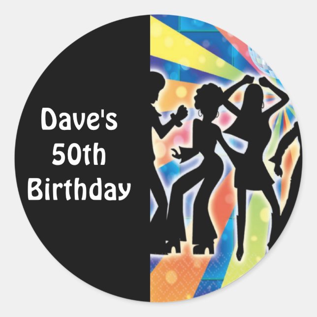 Disco Dance Birthday Party Favor Labels (Front)