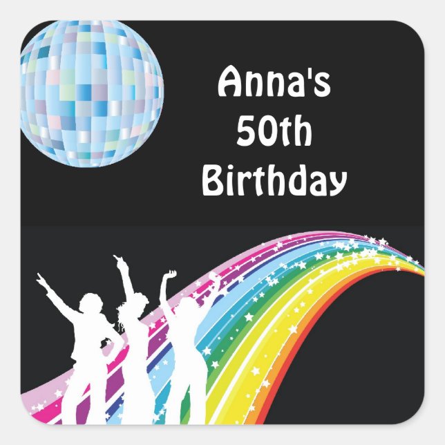 Disco Dance Birthday Party Favor Labels (Front)