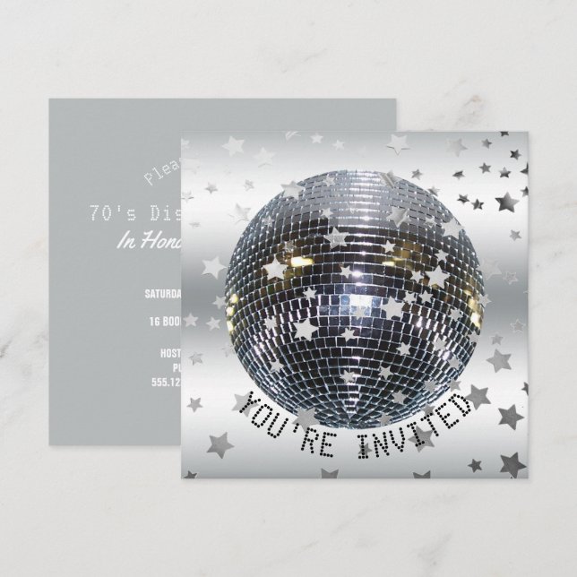 Disco Dance Birthday Party | Retro 70s Disco Party Invitation (Front/Back)