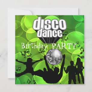 Disco Dance Birthday Party Retro Lime Bubbles Invitation