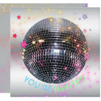 Disco Dance Birthday Retro 70's Disco Ball Party Invitation