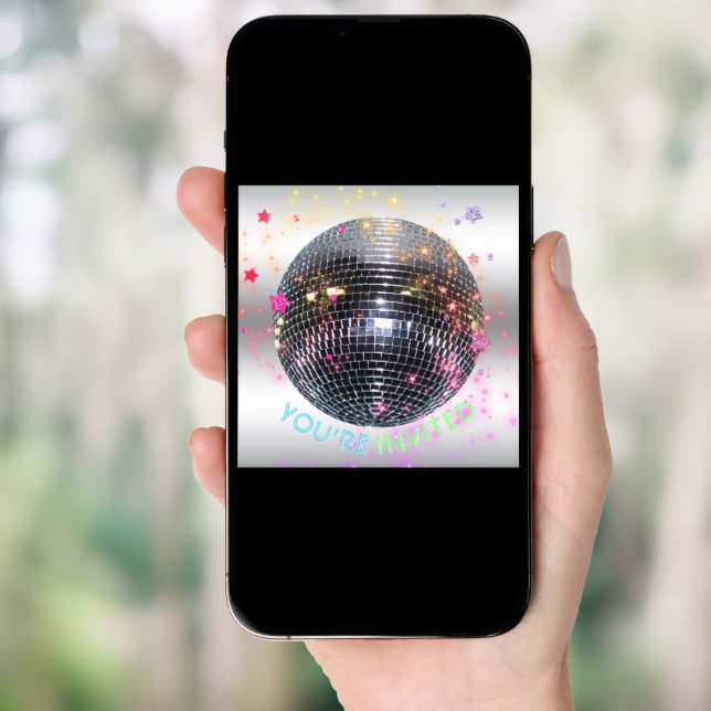 Disco Dance Birthday Retro 70's Disco Ball Party Invitation (Front Digital)