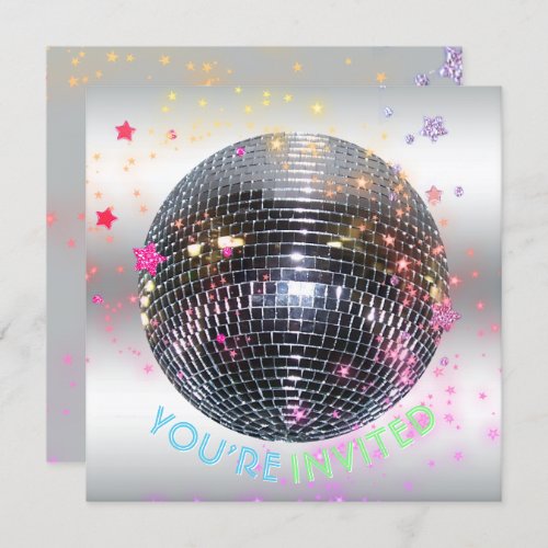 Disco Dance Birthday Retro 70s Disco Ball Party Invitation