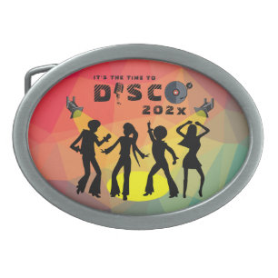 Disco dance floor retro multicolor celebration  belt buckle