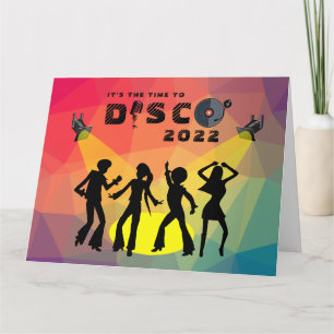Disco dance floor retro multicolor celebration card