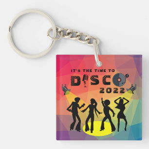 Disco dance floor retro multicolor celebration keychain