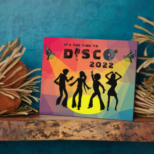 Disco dance floor retro multicolor celebration  plaque