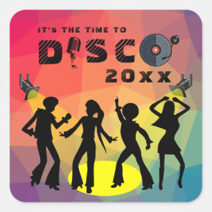 Disco dance floor retro multicolor celebration  square sticker