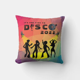 Disco dance floor retro multicolor celebration throw pillow