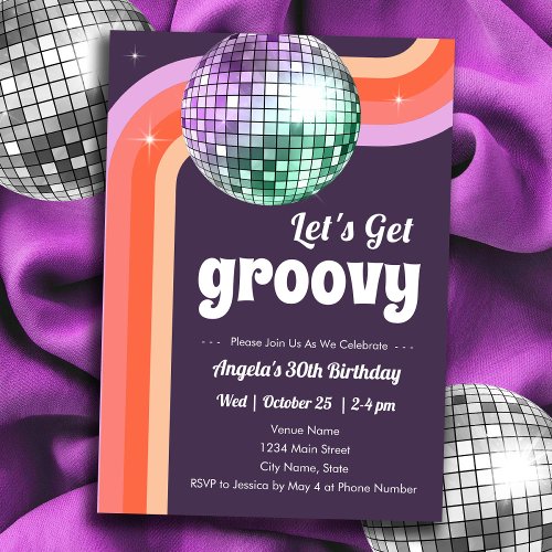 Disco Dance Party Adult Birthday Invitation