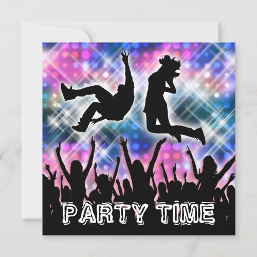 Disco dancing 80s theme party dress up invitation