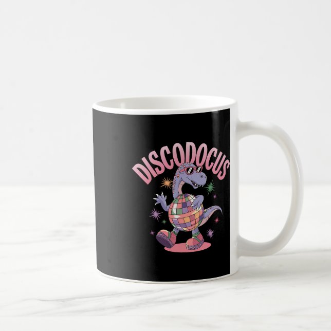 Disco Dancing Dinosaur Diplodocus Dino Funny 70s D Coffee Mug (Right)