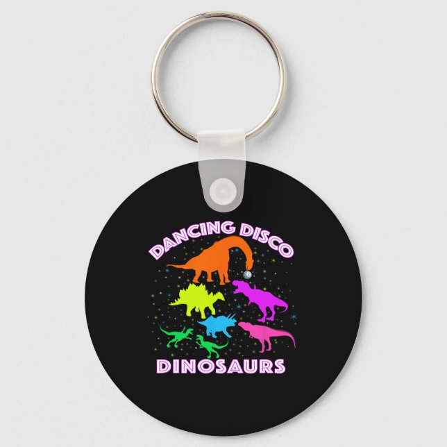 Disco Dancing Dinosaurs Prove Awesome Teacher Pres Keychain (Front)