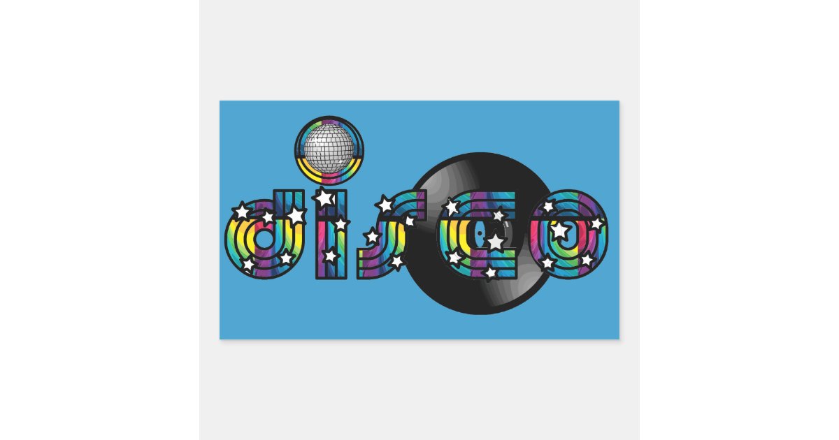 Disco Record Sticker Disco Dancing Mirrored Ball and Vinyl Record Rectangular Sticker | Zazzle