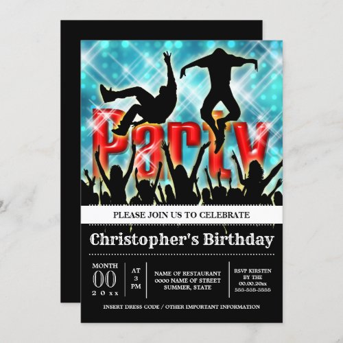 Disco dancing party night rave clubbing invitation