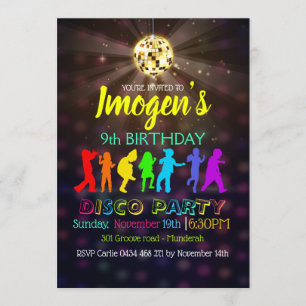 Disco Dancing Party Personalize Birthday RSVP Invitation
