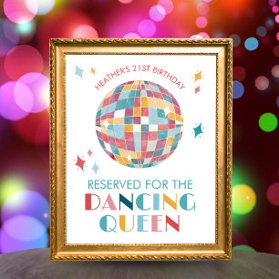 Disco Dancing Queen Guest of Honor Party Sign