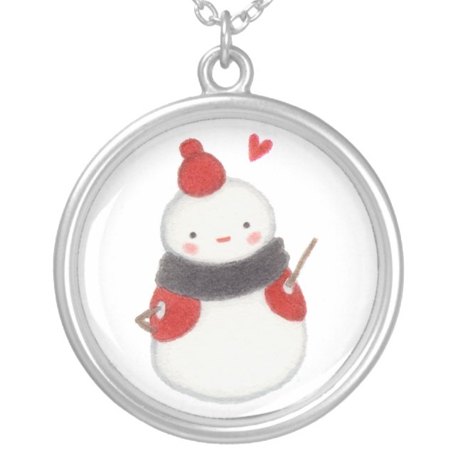 Disco Dancing Snowbaby Silver Plated Necklace (Front)