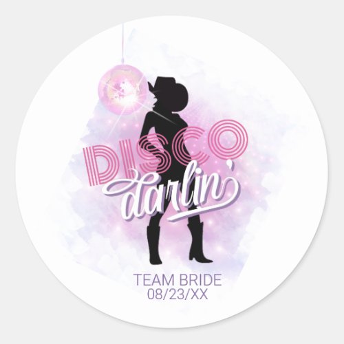 Disco Darlin Bachelorette Team Bride ID928  Classic Round Sticker