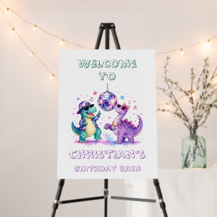 Disco Dinosaur Birthday Bash Welcome Sign