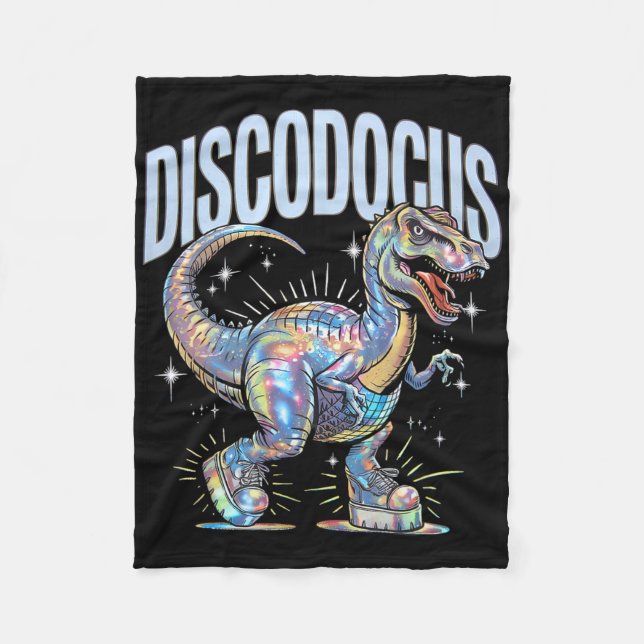 Disco Dinosaur Diplodocus 70s Dino Dancing Funny D Fleece Blanket (Front)