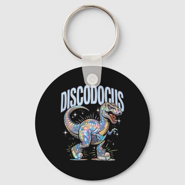 Disco Dinosaur Diplodocus 70s Dino Dancing Funny D Keychain (Front)