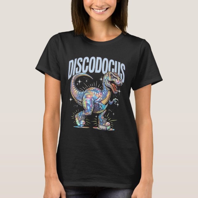 Disco Dinosaur Diplodocus 70s Dino Dancing Funny D T-Shirt (Front)