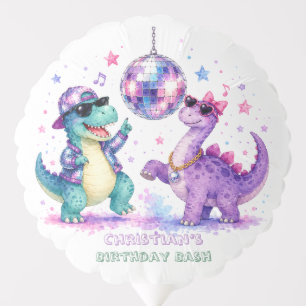 Disco Dinosaur Watercolor Birthday Bash Balloon