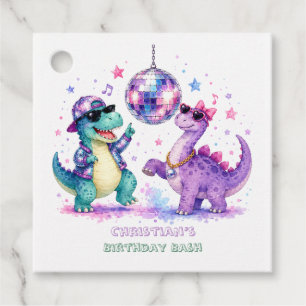 Disco Dinosaur Watercolor Birthday Bash Thank You Favor Tags