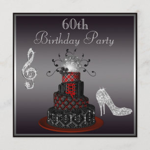 Disco Diva Cake, Silver Heels 60th Birthday Invitation