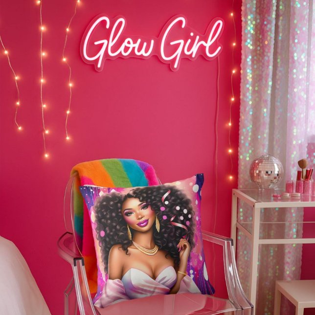 Disco Diva Glamour - Vibrant  Throw Pillow (Creator Uploaded)