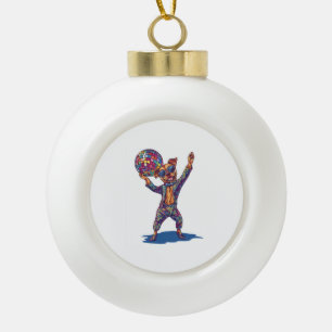 Disco Dog Delight � Funny 70s Party Pup Ceramic Ball Christmas Ornament