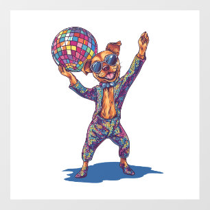 Disco Dog Delight � Funny 70s Party Pup Wall Decal