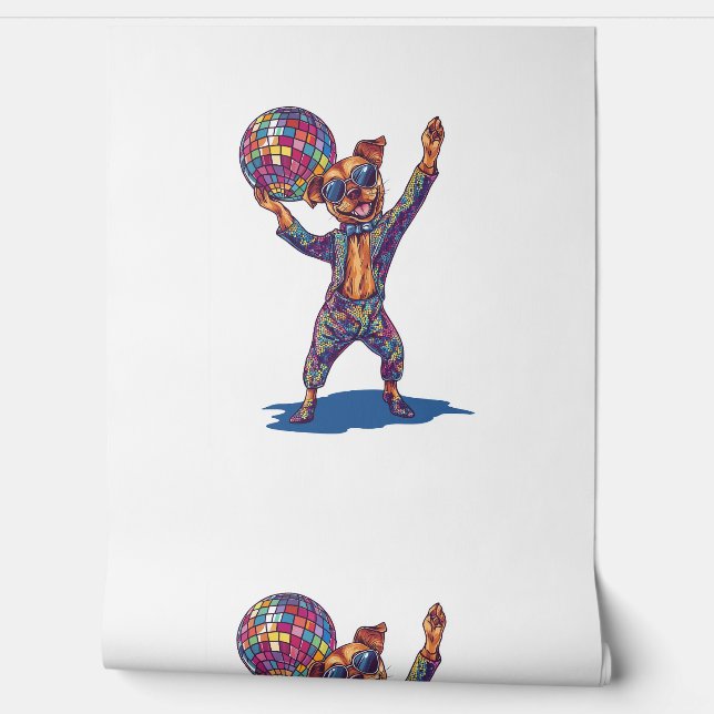 Disco Dog Delight – Funny 70s Party Pup Wallpaper (Unrolling)