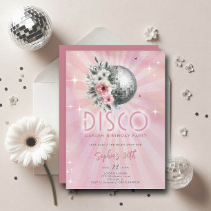 Disco Garden Party 70s Groovy Retro 30th Birthday Invitation