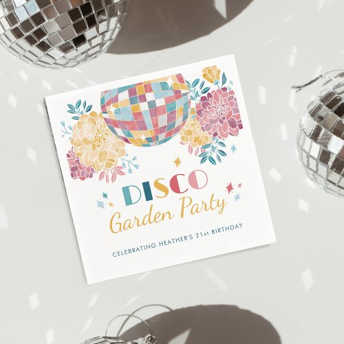 Disco Garden Party 70s Theme Birthday Napkins