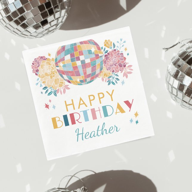 Disco Garden Party 70's Theme Birthday Napkins (Creator Uploaded)