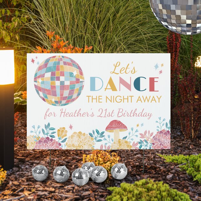 Disco Garden Party Birthday Party Yard Sign (Creator Uploaded)