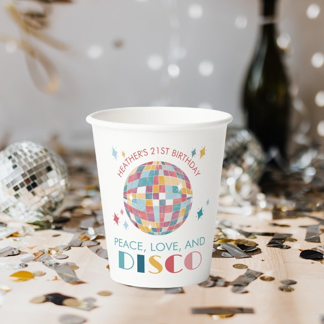 Disco Garden Party Peace, Love, and Disco Paper Cups (Creator Uploaded)