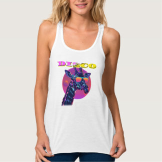 Disco Giraffe in Neon Shades – Retro Party Animal Tank Top