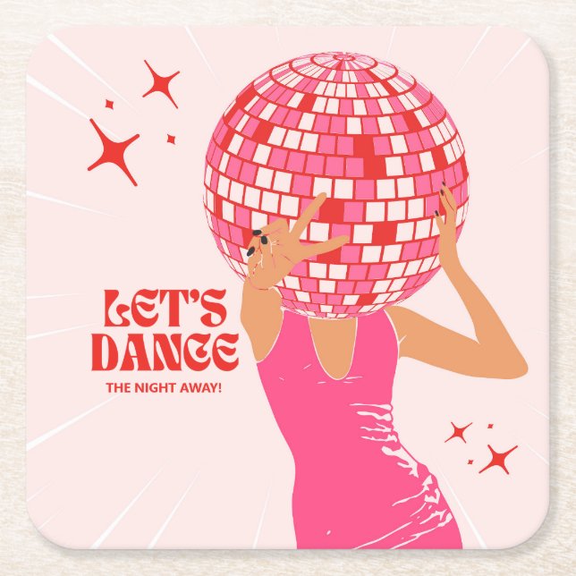 Disco Girl Square Paper Coaster (Front)