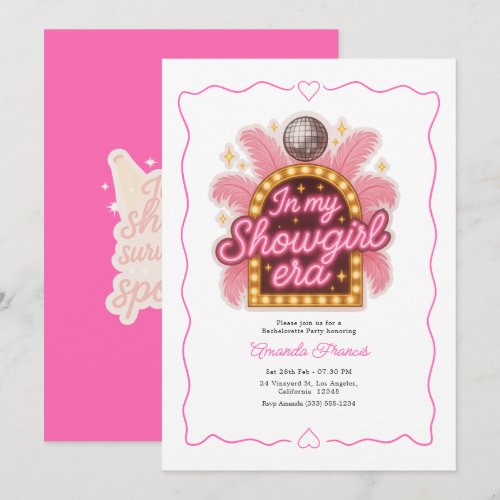 Disco Glam Hot Pink Showgirl Era Bachelorette Invitation