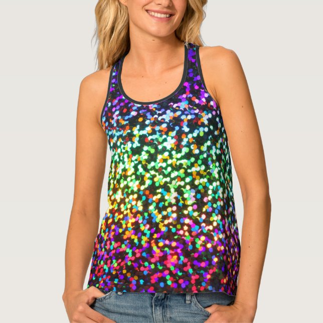 Disco Glitter Rave pattern  Tank Top (Front)