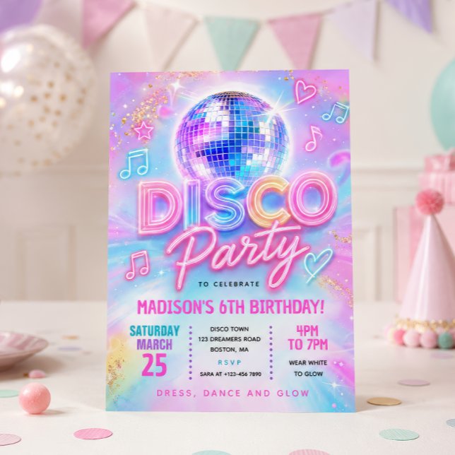 Disco Glow Birthday Party  Invitation (Creator Uploaded)