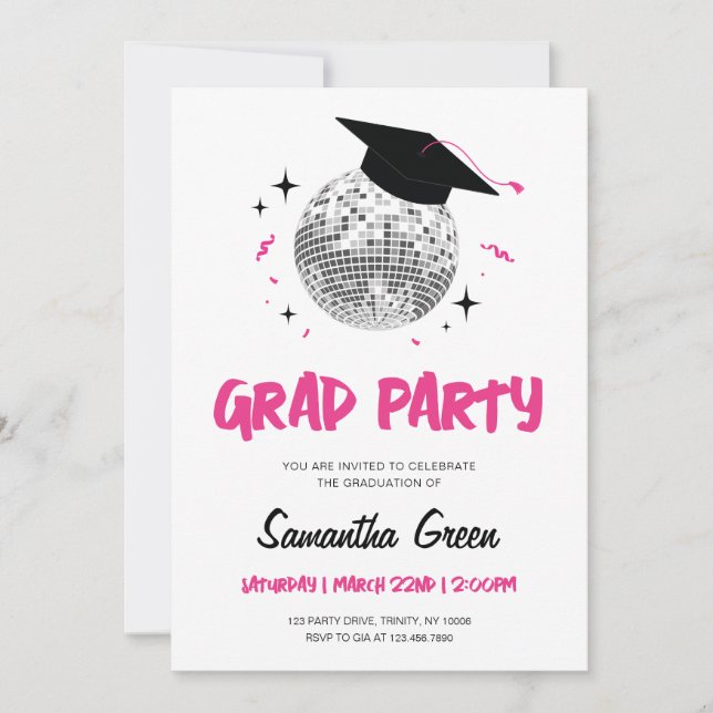 Disco Graduation Party Invitation (Front)